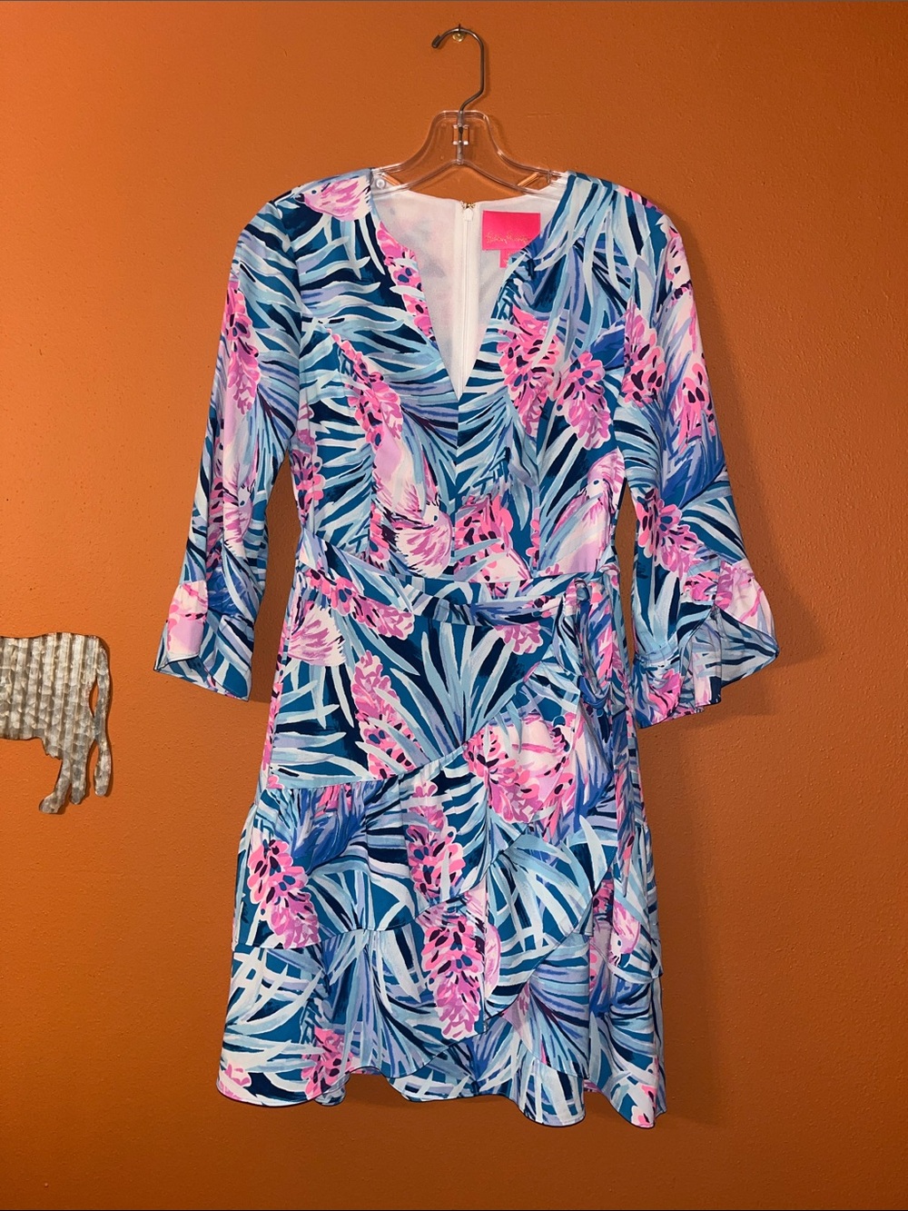 Lilly Pulitzer Blue & Pink Floral Wrap Dress size XS